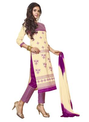 Beige embroidered faux cotton salwar 2