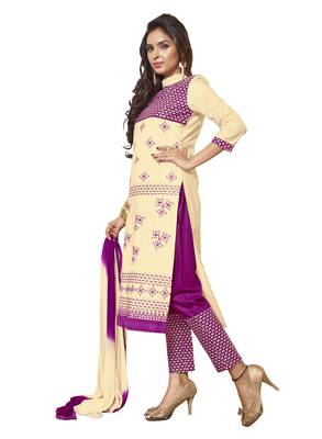 Beige embroidered faux cotton salwar 3