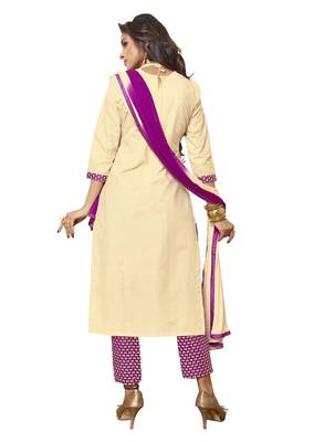 Beige embroidered faux cotton salwar 4
