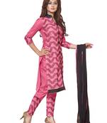 Pink embroidered faux cotton salwar