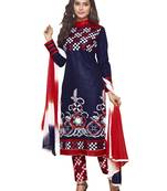 Blue embroidered faux cotton salwar