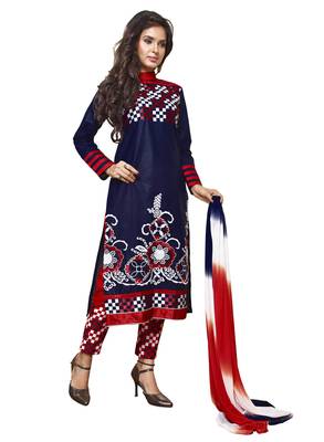 Blue embroidered faux cotton salwar 2