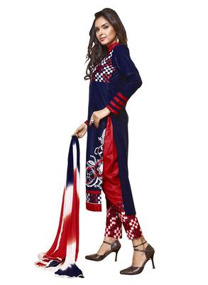 Blue embroidered faux cotton salwar 3
