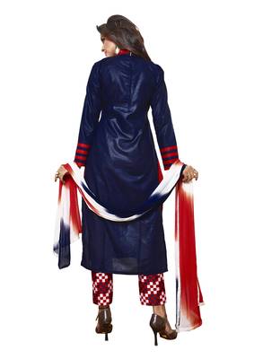 Blue embroidered faux cotton salwar 4