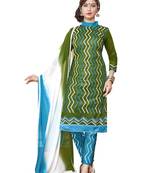 Green embroidered faux cotton salwar