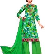 Green embroidered faux cotton salwar