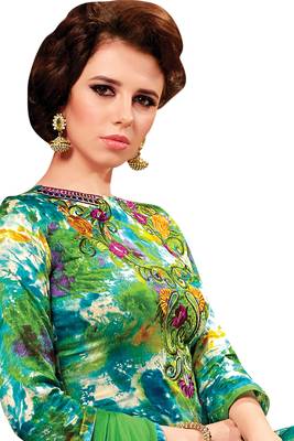 Green embroidered faux cotton salwar 2
