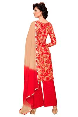 Red embroidered faux cotton salwar 3