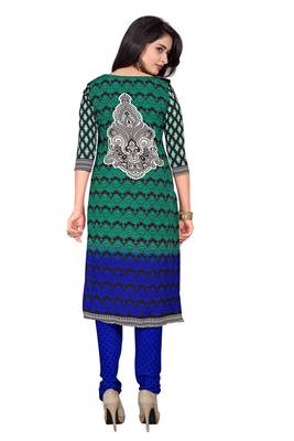 Multicolor embroidered faux crepe unstitched salwar with dupatta 2