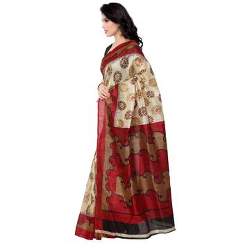 Multicolor printed cotton silk saree with blouse 2