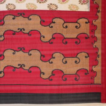 Multicolor printed cotton silk saree with blouse 5