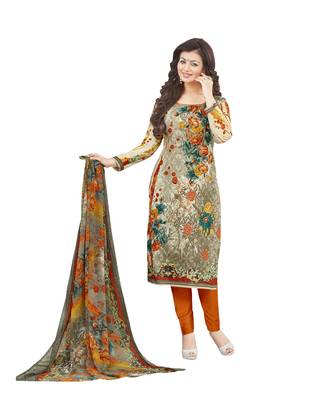 Multicolor embroidered cotton poly unstitched salwar with dupatta 1