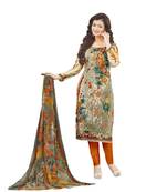 Multicolor embroidered cotton poly unstitched salwar with dupatta