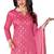 Pink embroidered cotton poly unstitched salwar with dupatta