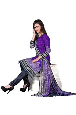 Multicolor embroidered cotton poly unstitched salwar with dupatta 1