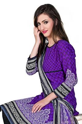 Multicolor embroidered cotton poly unstitched salwar with dupatta 2