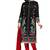 Black embroidered cotton poly unstitched salwar with dupatta