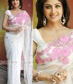 Shilpa Shetty in White Saree on Nach Baliye Set