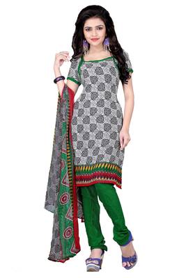 Multicolor embroidered faux crepe unstitched salwar with dupatta 1