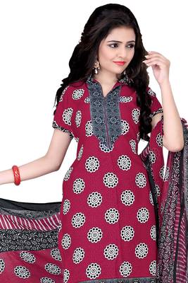 Multicolor embroidered faux crepe unstitched salwar with dupatta 2