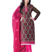 Multicolor embroidered cotton poly unstitched salwar with dupatta