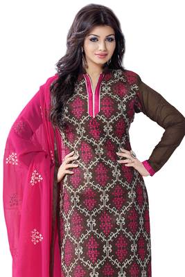 Multicolor embroidered cotton poly unstitched salwar with dupatta 2