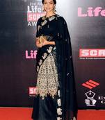 Black embroidered velvet saree with blouse