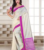 pink printed tussar_silk saree With Blouse