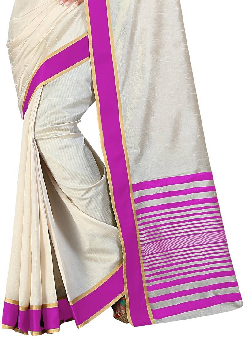 pink printed tussar_silk saree With Blouse