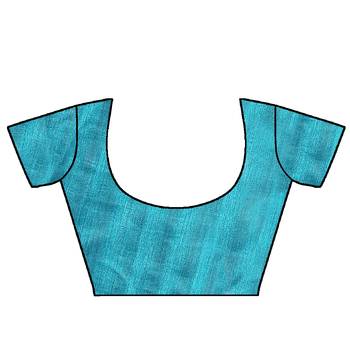 Turquoise printed bhagalpuri art silk saree with blouse 3