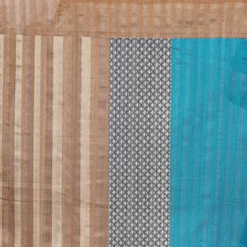 Turquoise printed bhagalpuri art silk saree with blouse 4