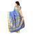 Blue printed kanchipuram silk saree with blouse
