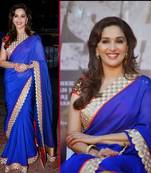 Madhuri Dixit in Blue Saree with Red Bol