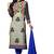 Beige embroidered cotton poly unstitched salwar with dupatta