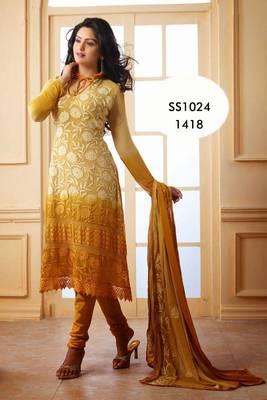 Latest Cream & Brown Karachi Work Dress Material 1