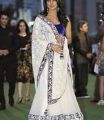Priyanka Chopra Look Like Angel in White and Blue Lehenga Saree