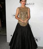 Nargis Fakhri in Black Anarkali in Amfar India 2013