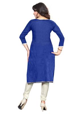 Blue embroidered cotton poly unstitched salwar with dupatta 2