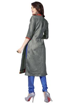 Grey embroidered faux jacquard unstitched salwar with dupatta 2