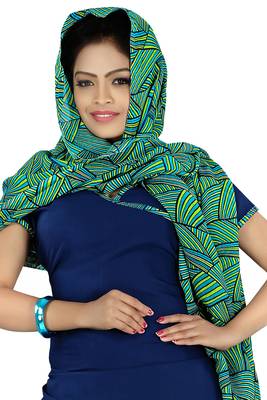 Blue embroidered faux crepe unstitched salwar with dupatta 2
