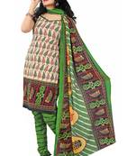 Beige embroidered faux georgette unstitched salwar with dupatta