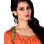 Orange embroidered cotton poly unstitched salwar with dupatta
