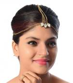 Exotic Design For Matha Patti Gold Finishing In White