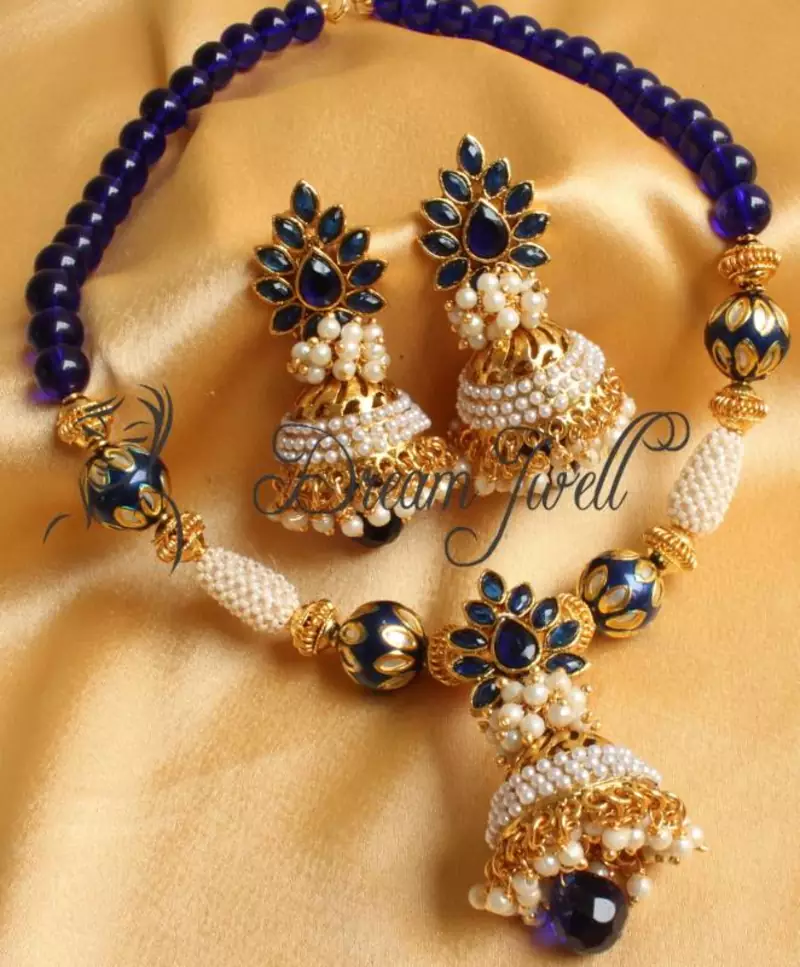 BEAUTIFUL HANDMADE BLUE AASHIQUI NECKLACE SET -DJ10590