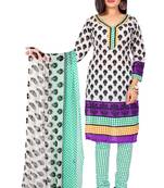 Multicolor embroidered cotton poly unstitched salwar with dupatta