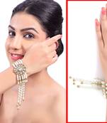 Fancy Kundan Austrian Stone And Pearl Designer Gold Finishing Bracelet