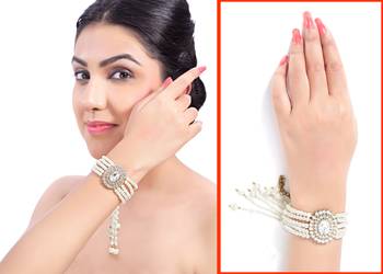 Beautiful Designer Austrian Stone With Pearl Design Bracelet For Party Wear 1