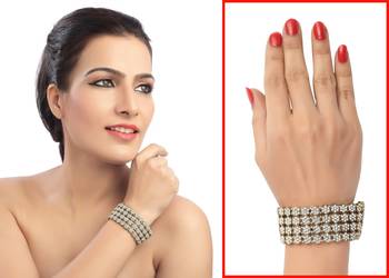 4 Line Floral Design Austrian Stone Bracelet 1