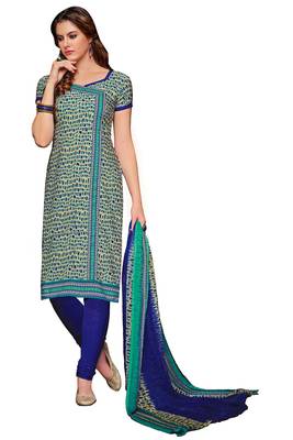 Multicolor embroidered faux crepe unstitched salwar with dupatta 1