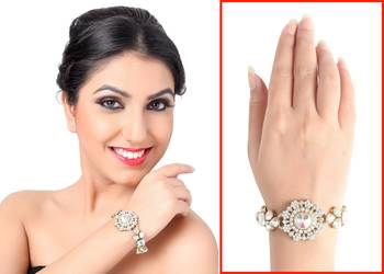 Traditional Design Austrian Stone Work Gold Finishing Bracelet 1